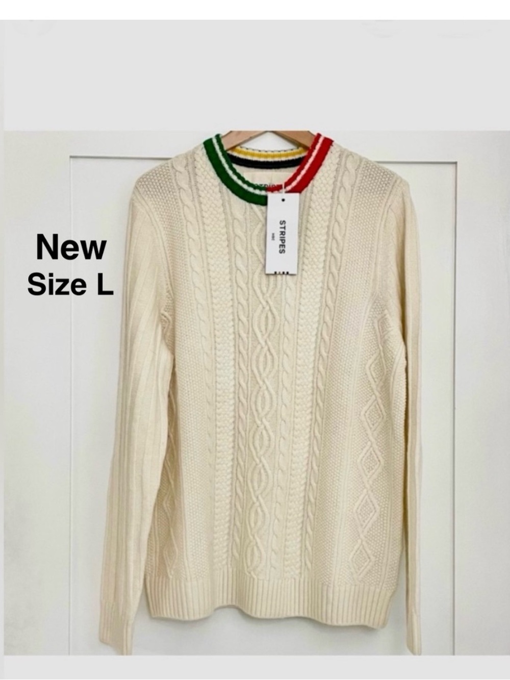 New HBC Stripes Lambswool Knit Sweater. Size L Unisex with tags ⭐️⭐️⭐️⭐️